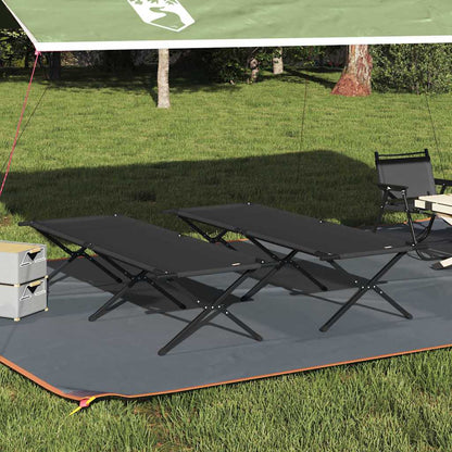 Folding Camping Bed Folding Manual Black Oxford fabric