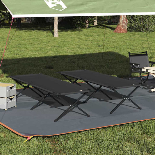 Folding Camping Bed Folding Manual Black Oxford fabric