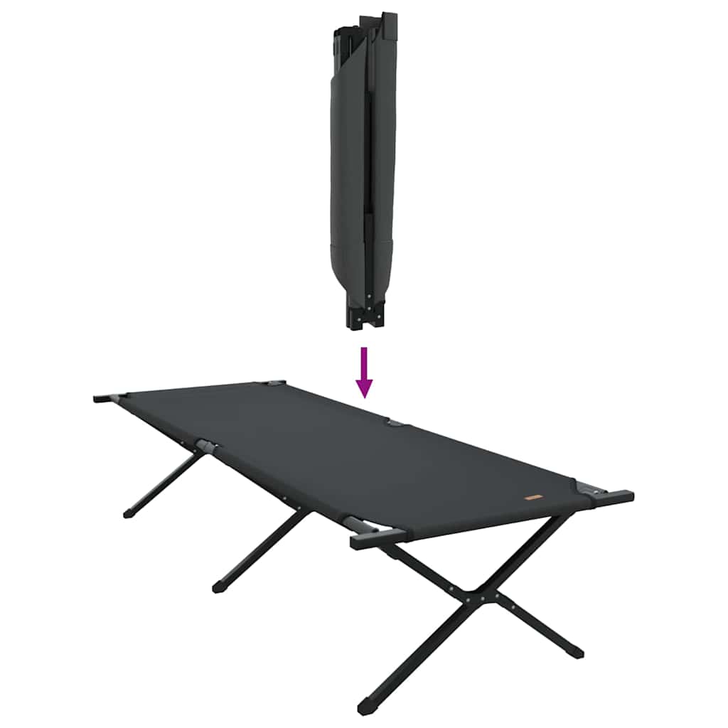 Folding Camping Bed Folding Manual Black Oxford fabric