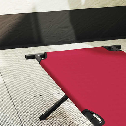 Folding Camping Bed Folding Manual Red Oxford fabric
