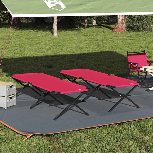 Folding Camping Bed Folding Manual Red Oxford fabric