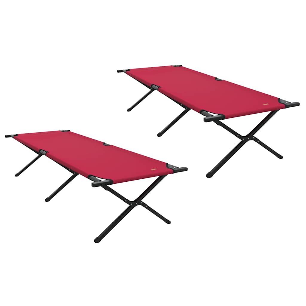 Folding Camping Bed Folding Manual Red Oxford fabric