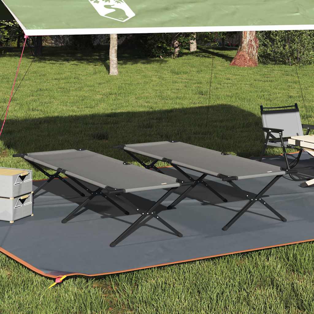 Folding Camping Bed Folding Manual Grey Oxford fabric