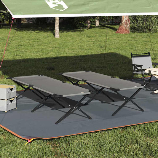 Folding Camping Bed Folding Manual Grey Oxford fabric