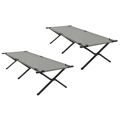 Folding Camping Bed Folding Manual Grey Oxford fabric