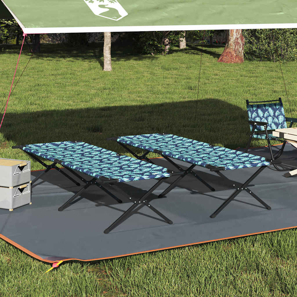 Folding Camping Bed Folding Manual Leaf pattern Oxford fabric
