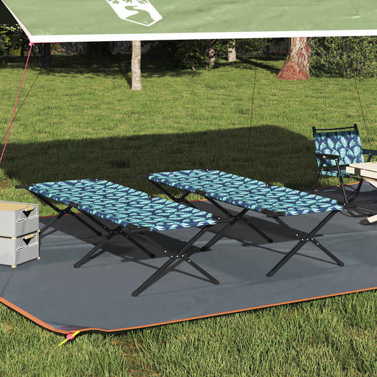 Folding Camping Bed Folding Manual Leaf pattern Oxford fabric