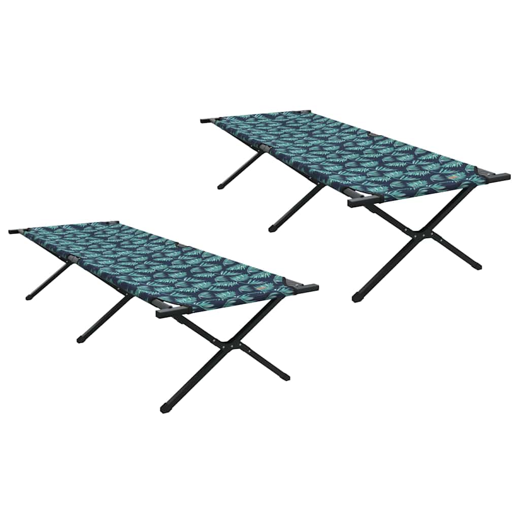 Folding Camping Bed Folding Manual Leaf pattern Oxford fabric