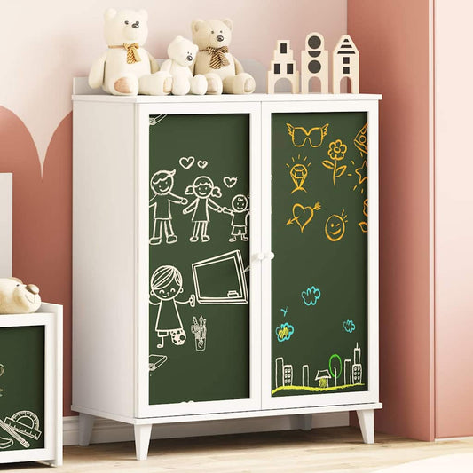 Chalkboard Cabinet with Shelf with Door White Engineered wood