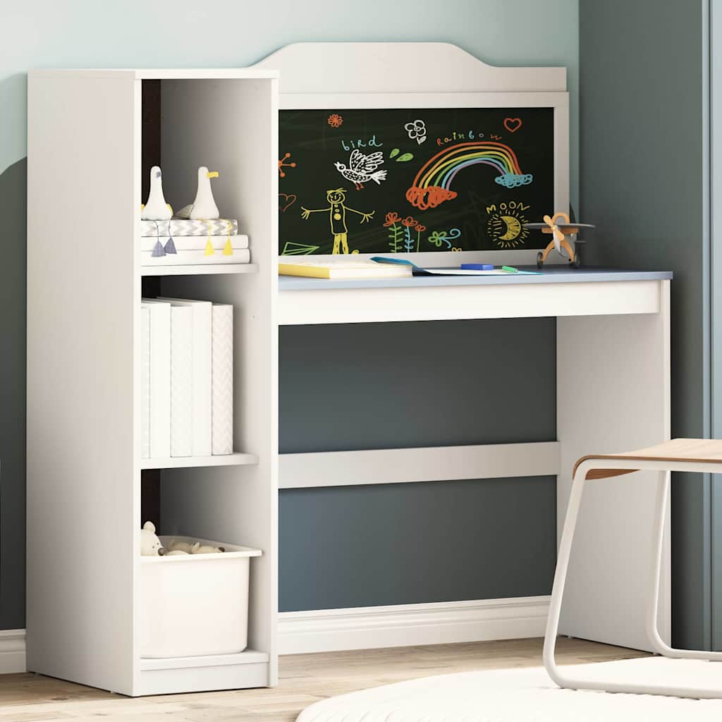 Chalkboard Desk with Shelf White and Grey 120 x 45 x 118.5 cm
