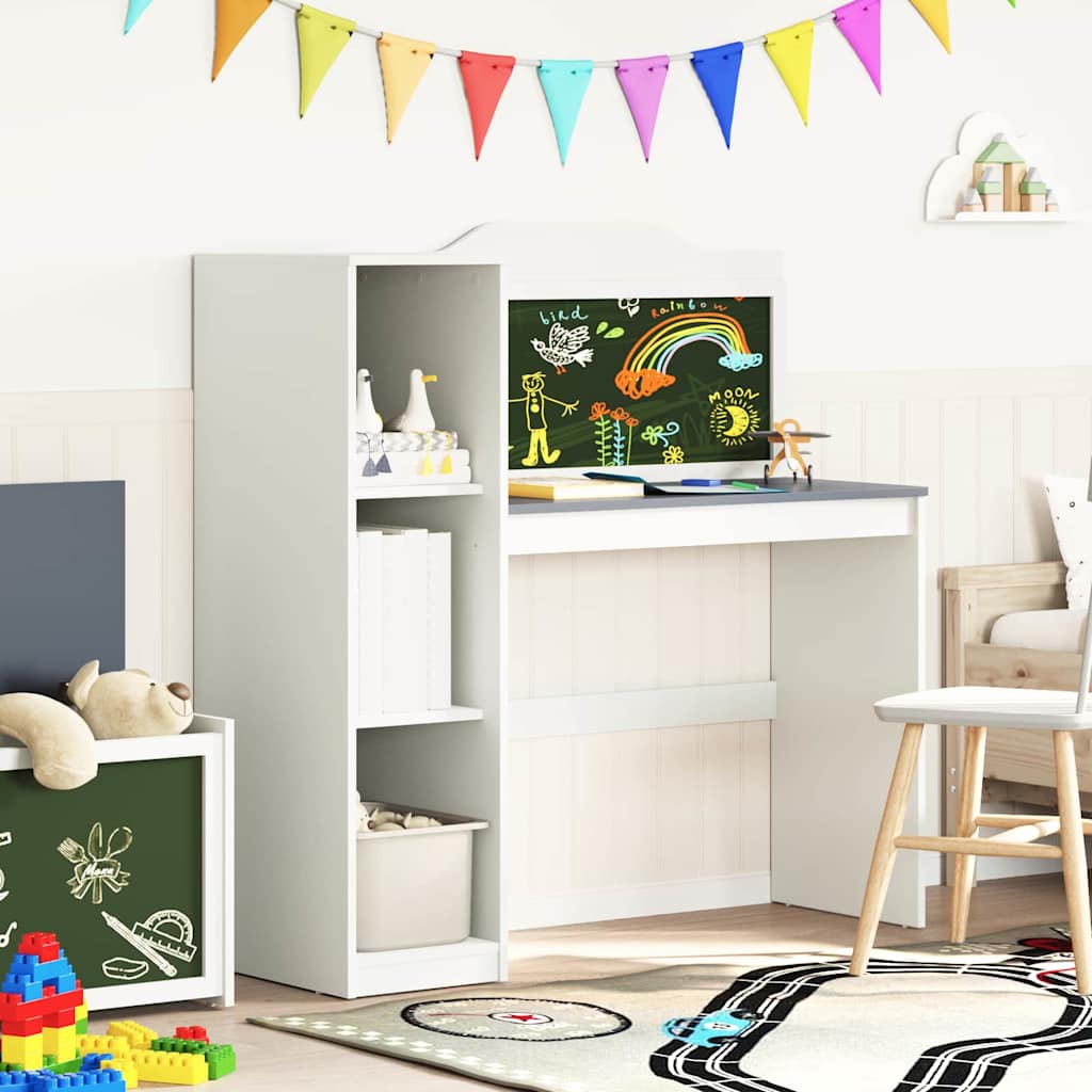 Chalkboard Desk with Shelf White and Grey 120 x 45 x 118.5 cm