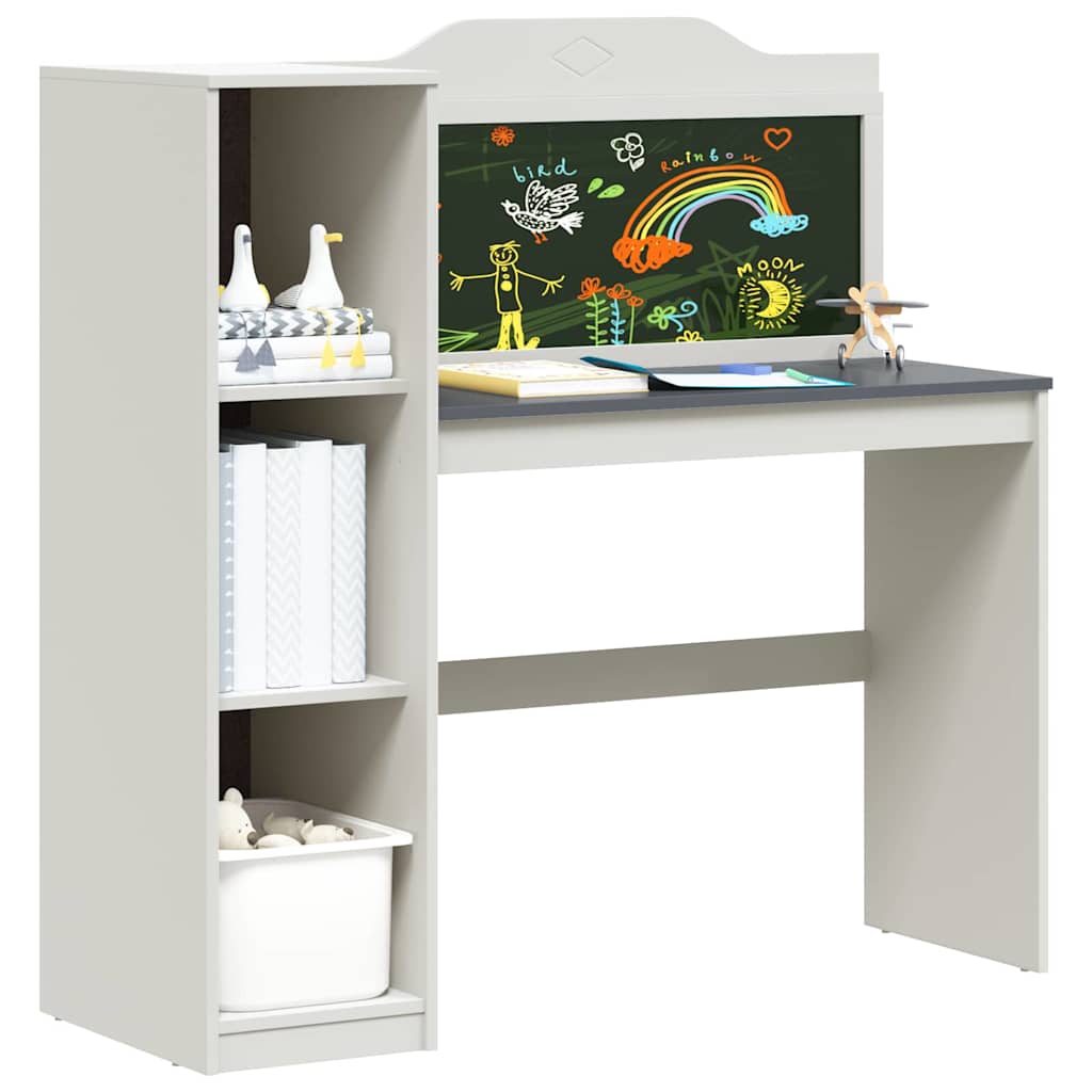 Chalkboard Desk with Shelf White and Grey 120 x 45 x 118.5 cm
