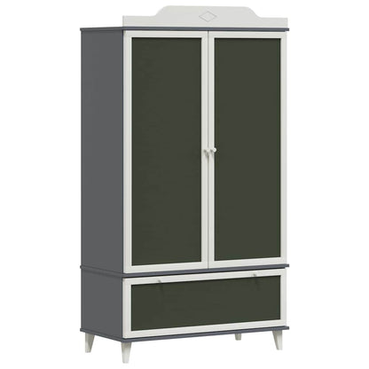 Chalkboard Wardrobe with Drawer Grey and white Engineered wood