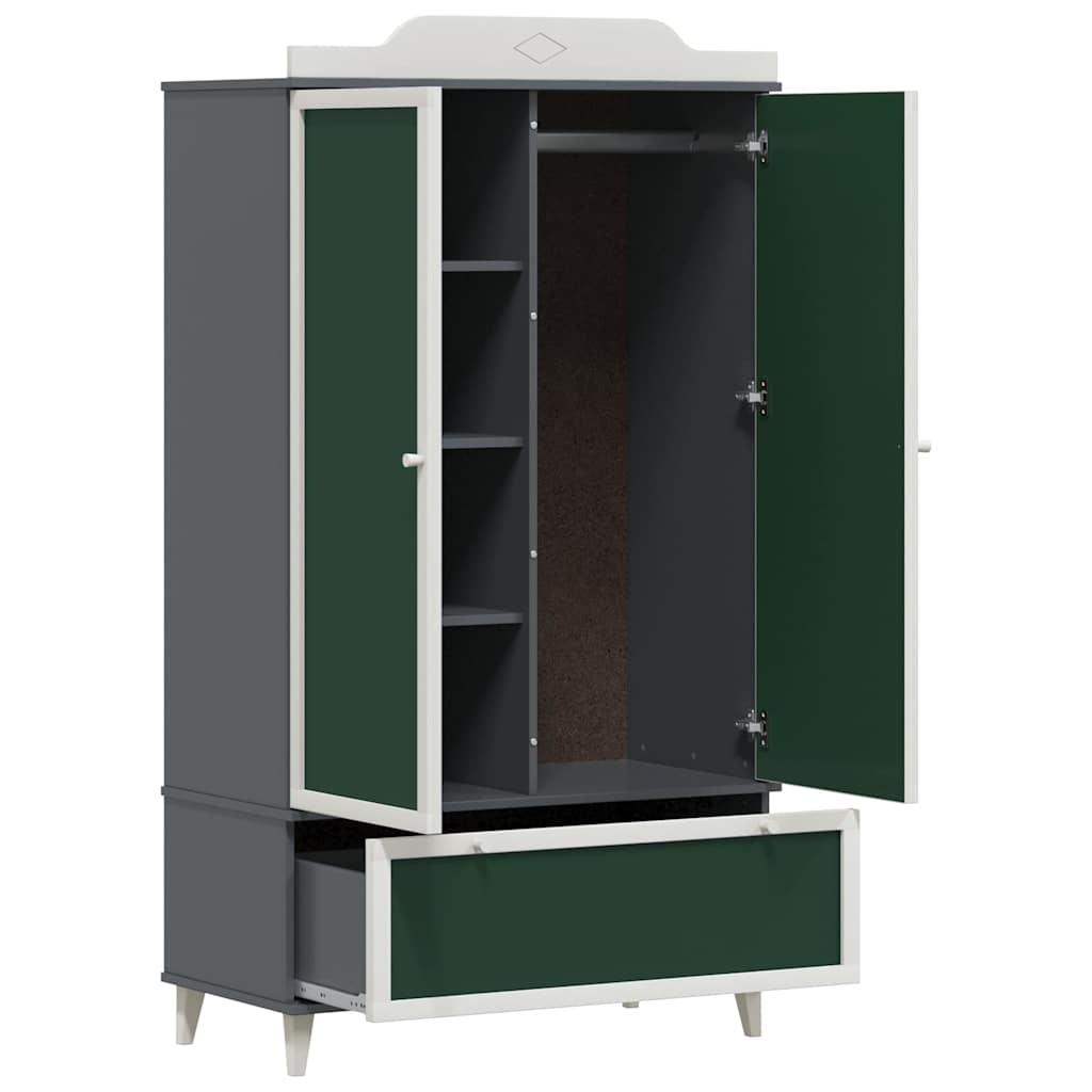 Chalkboard Wardrobe with Drawer Grey and white Engineered wood