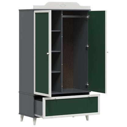 Chalkboard Wardrobe with Drawer Grey and white Engineered wood