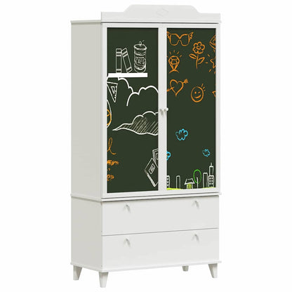 Chalkboard Wardrobe with Drawer with Door White Engineered wood