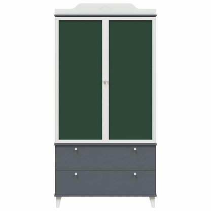 Chalkboard Wardrobe with Drawer Grey and white Engineered wood