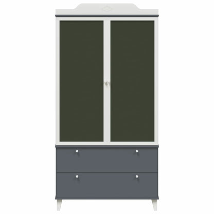 Chalkboard Wardrobe with Drawer Grey and white Engineered wood