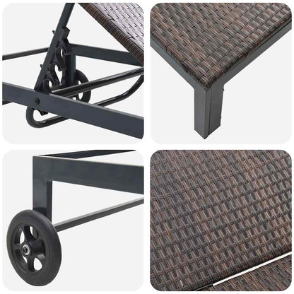 Sunbed 1-person Brown 60 x 200 x 27cm Poly Rattan