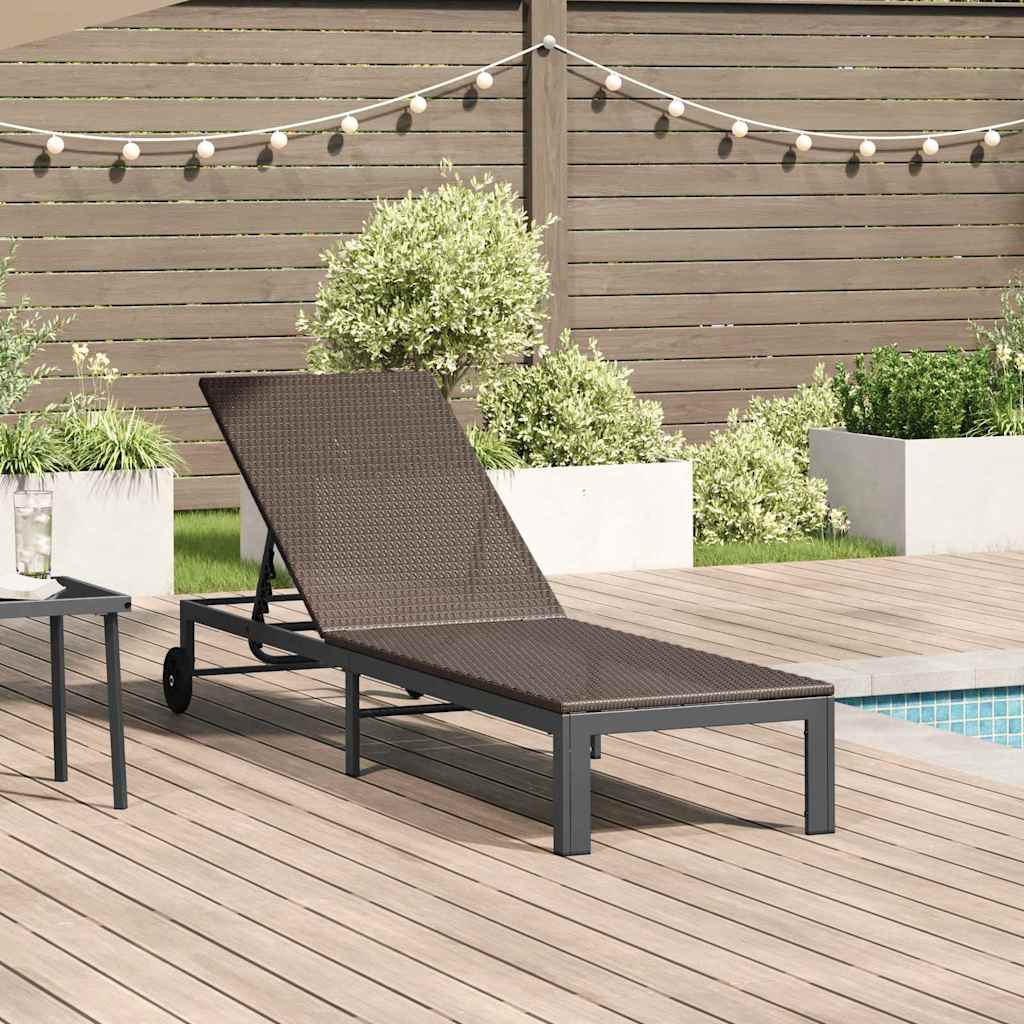 Sunbed 1-person Brown 60 x 200 x 27cm Poly Rattan