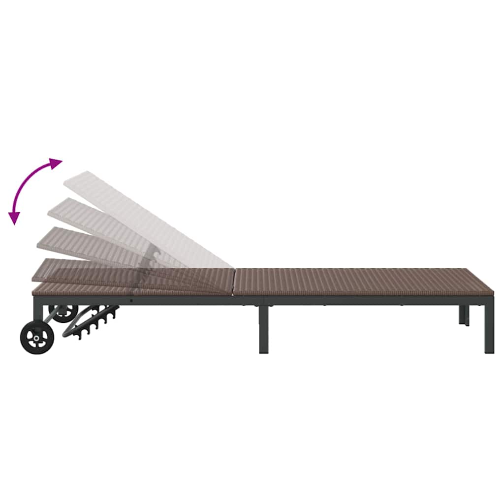 Sunbed 1-person Brown 60 x 200 x 27cm Poly Rattan