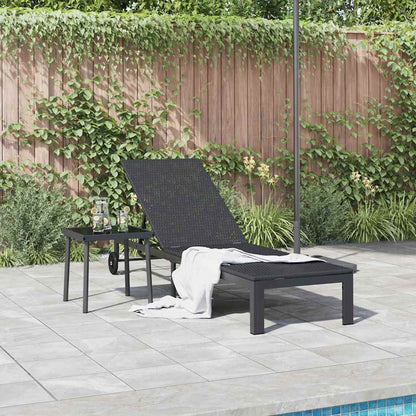 Sunbed 1-person Black 60 x 200 x 27cm Poly Rattan