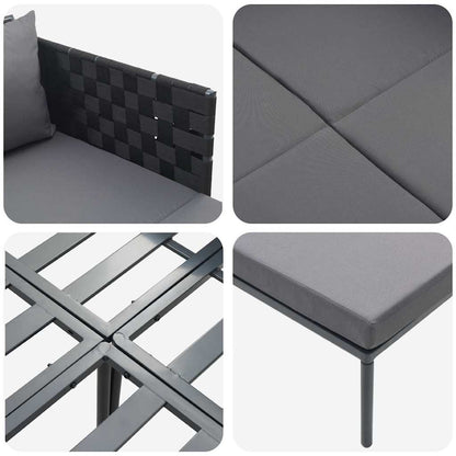 Sunbed with Cushion Anthracite 115 x 153 x 69.5cm Steel