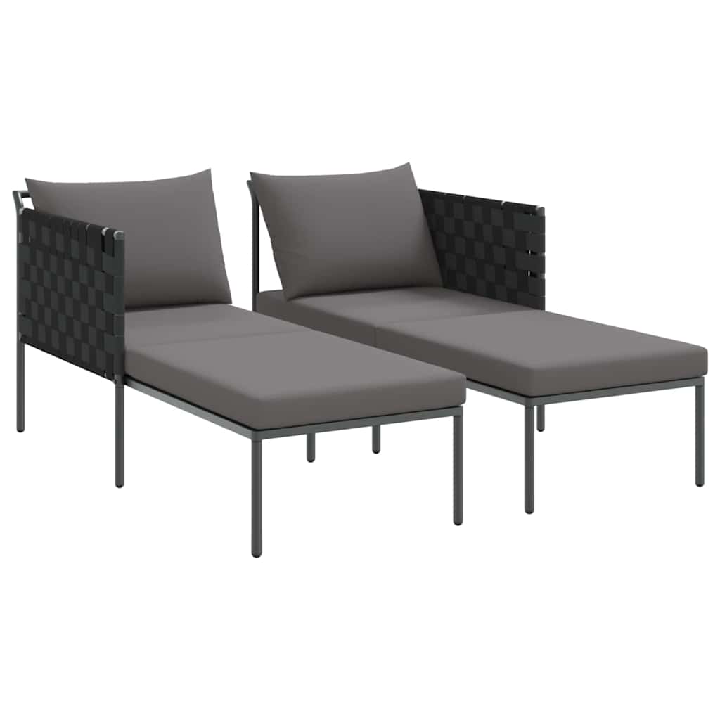 Sunbed with Cushion Anthracite 115 x 153 x 69.5cm Steel