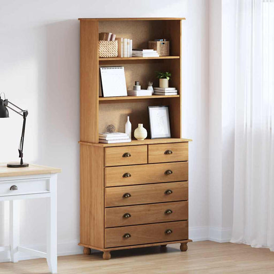 Hutch with Shelf ASKIM Brown 91 x 40 x 200.5 cm Solid Pine wood