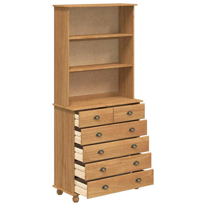 Hutch with Shelf ASKIM Brown 91 x 40 x 200.5 cm Solid Pine wood