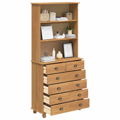 Hutch with Shelf ASKIM Brown 91 x 40 x 200.5 cm Solid Pine wood