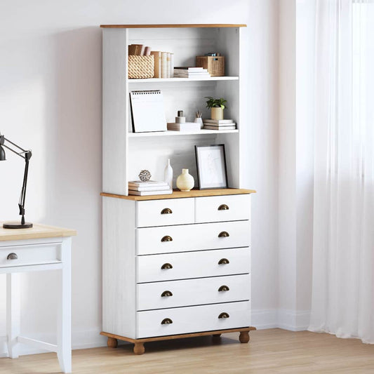Hutch with Shelf ASKIM White 91 x 40 x 200.5 cm Solid Pine wood