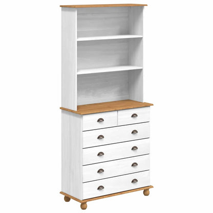 Hutch with Shelf ASKIM White 91 x 40 x 200.5 cm Solid Pine wood