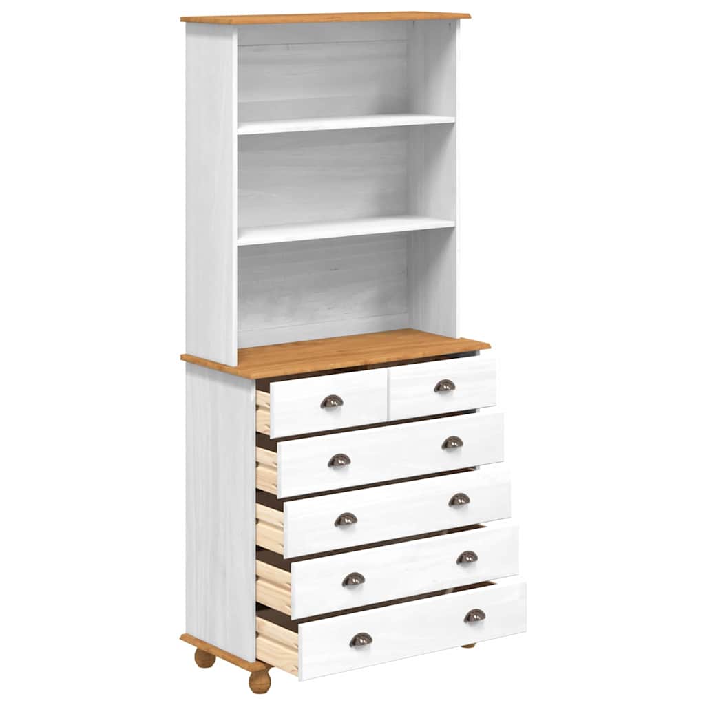 Hutch with Shelf ASKIM White 91 x 40 x 200.5 cm Solid Pine wood