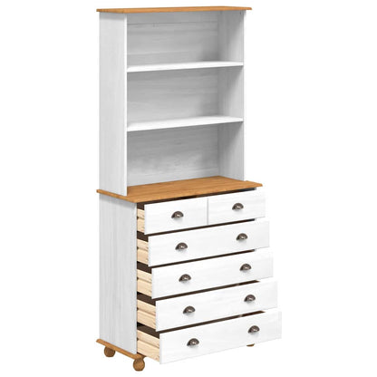 Hutch with Shelf ASKIM White 91 x 40 x 200.5 cm Solid Pine wood