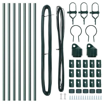 Fence Posts Manual 7 pcs Green Ø32mm 80 cm Galvanised steel