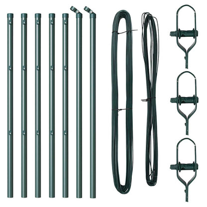 Fence Posts Manual 7 pcs Green Ø32mm 100 cm Galvanised steel