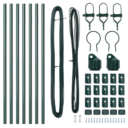 Fence Posts Manual 7 pcs Green Ø32mm 100 cm Galvanised steel