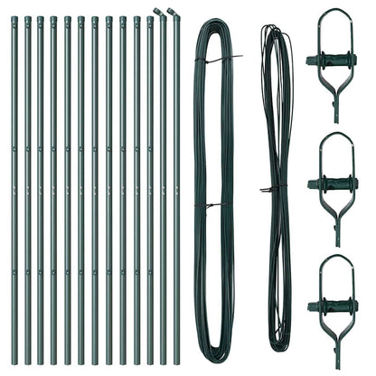 Fence Posts Manual 13 pcs Green Ø32mm 170 cm Galvanised steel
