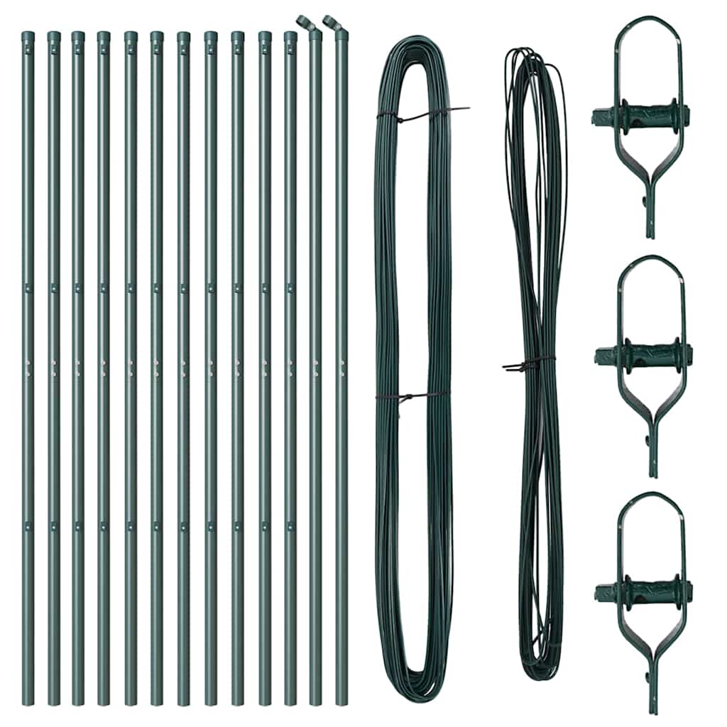 Fence Posts Manual 13 pcs Green Ø32mm 210 cm Galvanised steel