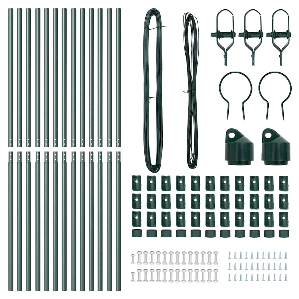 Fence Posts Manual 13 pcs Green Ø32mm 210 cm Galvanised steel