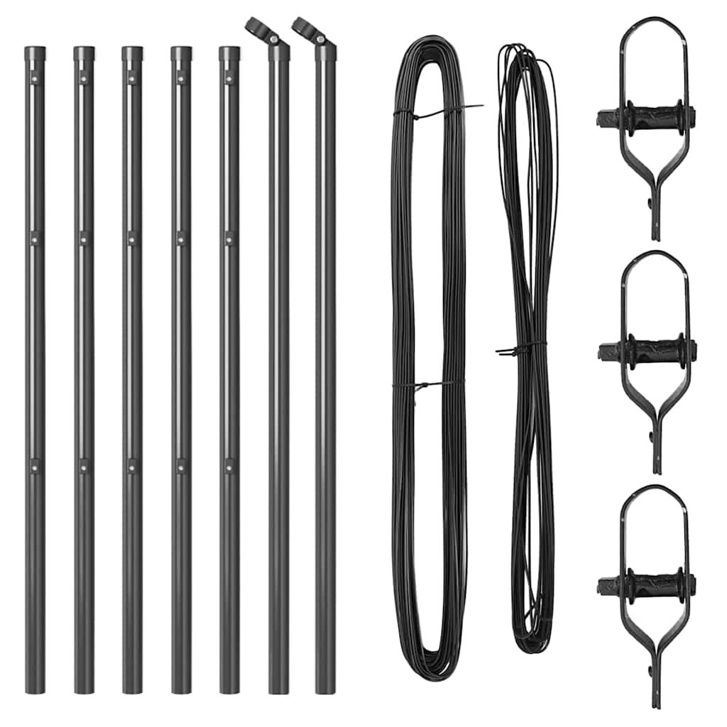 Fence Posts Manual 7 pcs Grey Ø32mm 100 cm Galvanised steel