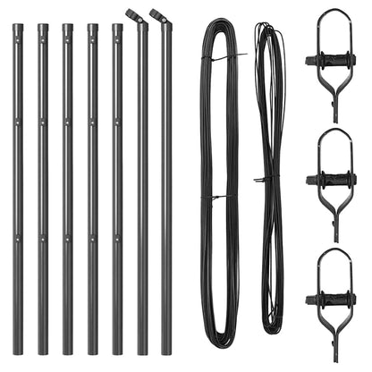 Fence Posts Manual 7 pcs Grey Ø32mm 100 cm Galvanised steel