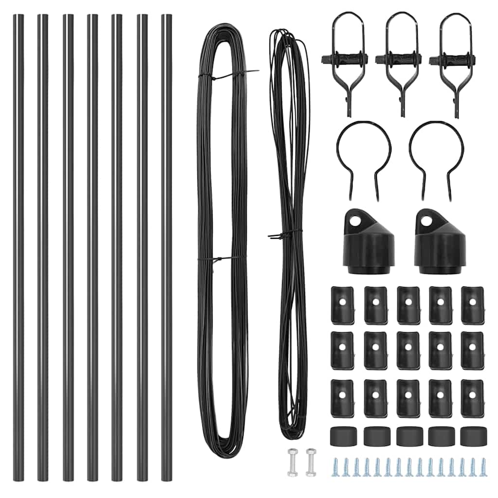 Fence Posts Manual 7 pcs Grey Ø32mm 100 cm Galvanised steel