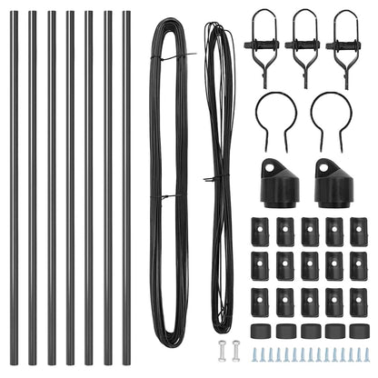 Fence Posts Manual 7 pcs Grey Ø32mm 100 cm Galvanised steel