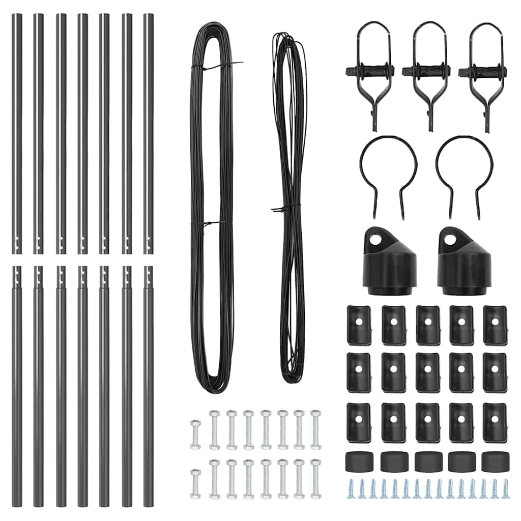 Fence Posts Manual 7 pcs Grey Ø32mm 150 cm Galvanised steel