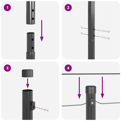 Fence Posts Manual 7 pcs Grey Ø32mm 200 cm Galvanised steel