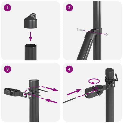 Fence Posts Manual 13 pcs Grey Ø32mm 210 cm Galvanised steel