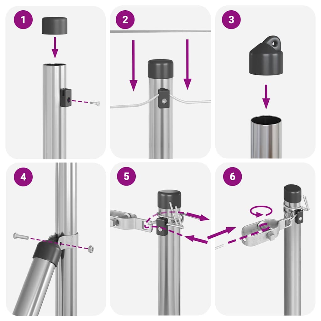 Fence Posts Manual 13 pcs Silver Ø32mm 80 cm Galvanised steel