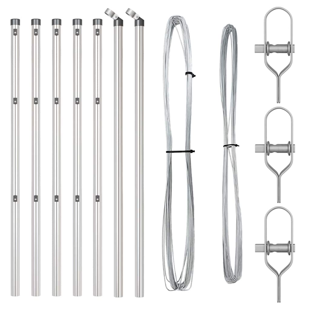 Fence Posts Manual 7 pcs Silver Ø32mm 100 cm Galvanised steel